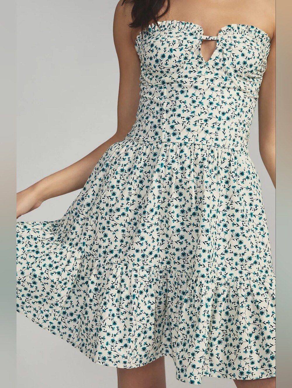 Forever That Girl Anthropologie Strapless Ditsy Floral Mini Dress Womens Size M - Picture 4 of 9